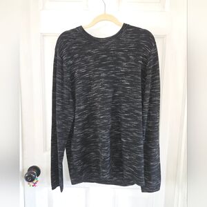 Algo Mens Large Marbled Merino Wool Long Sleeve Crew Neck Sweater